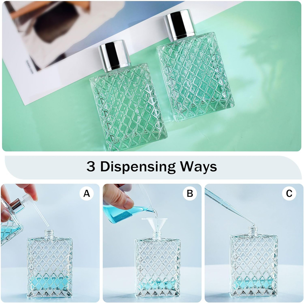 6 Pack Refillable Spray Bottles Perfume Atomizer, 100ML 3.4Oz Glass Empty Fine M