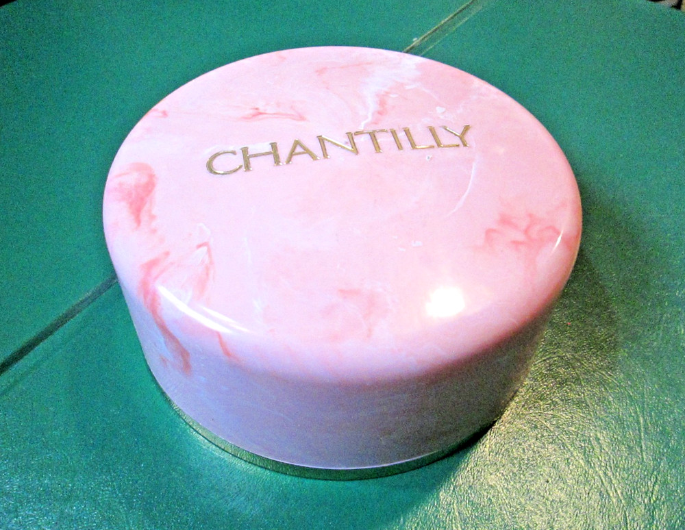 Vintage Chantilly 5 oz Dusting Powder Container with Puff