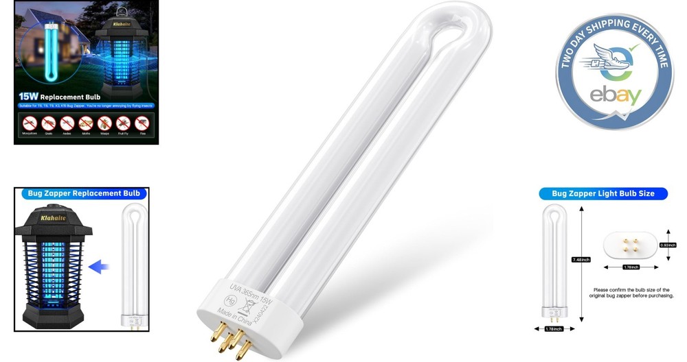 Efficient 15W UV Bug Zapper Light Bulb - U-Shaped 4-Pin Design, Attracts Insects