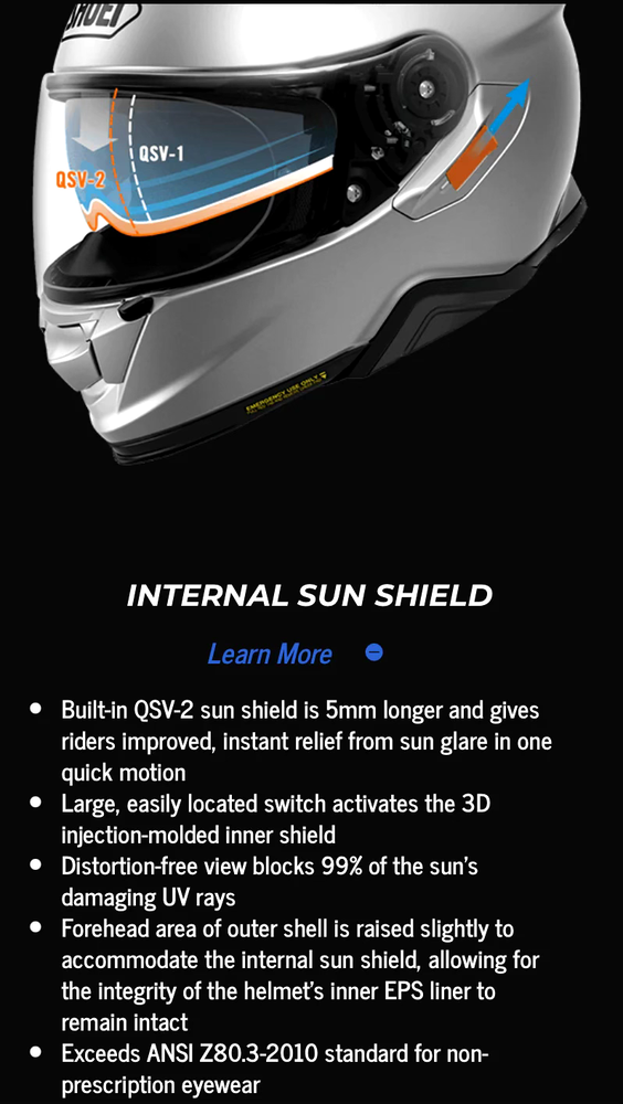 SHOEI QSV-2 INTERNAL SUN SHIELD