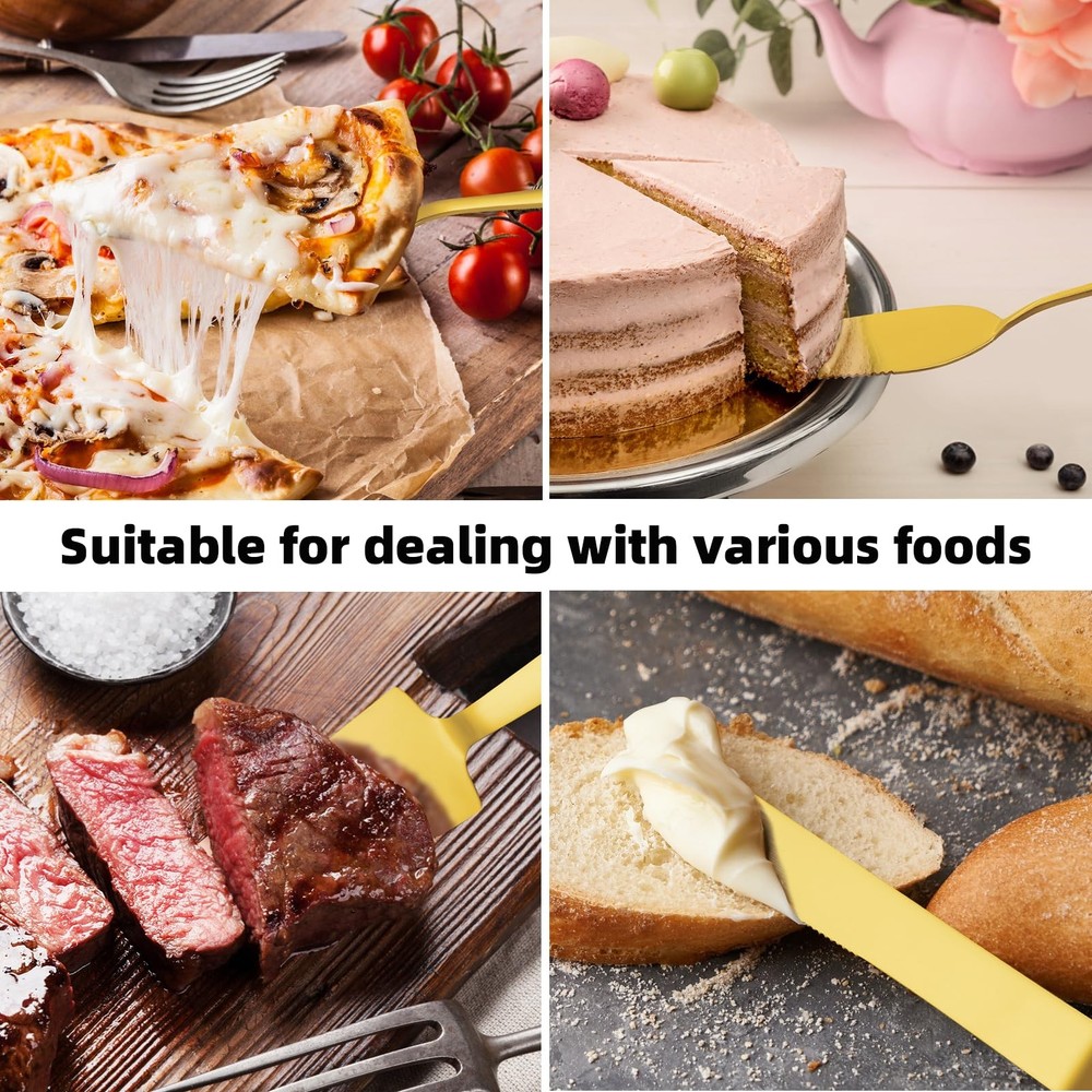 4 Pcs Gold Cake Cutting Set, Premium Cake Cutter & Pie Server Set for Wedding...