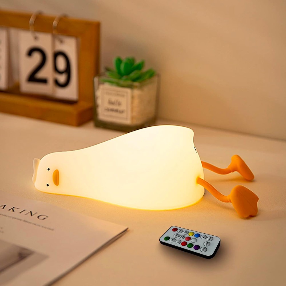 Lying Flat Benson Duck Multi-Color Lamp with Remote Control, small, White