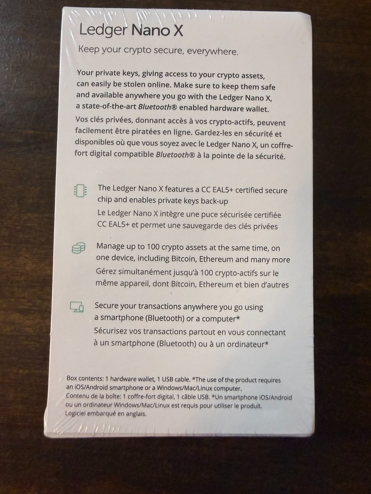 Ledger Nano X - Crypto Hardware Wallet - Bluetooth Enabled - New/Sealed