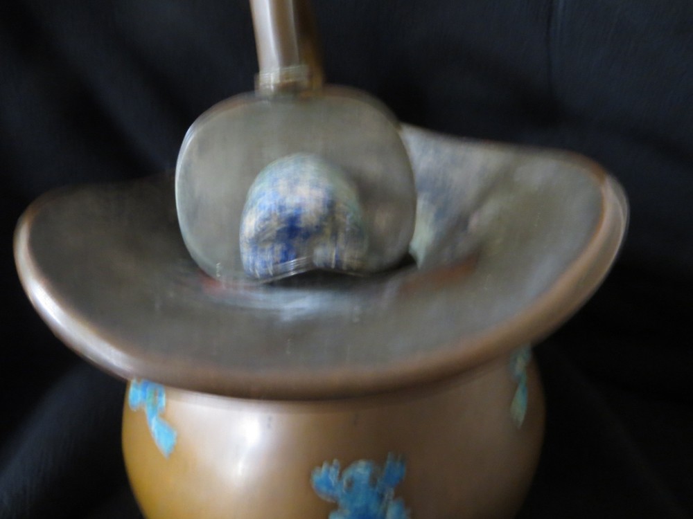 Los Castillo Copper Pitcher With Malachite Frog Decorative Inlay