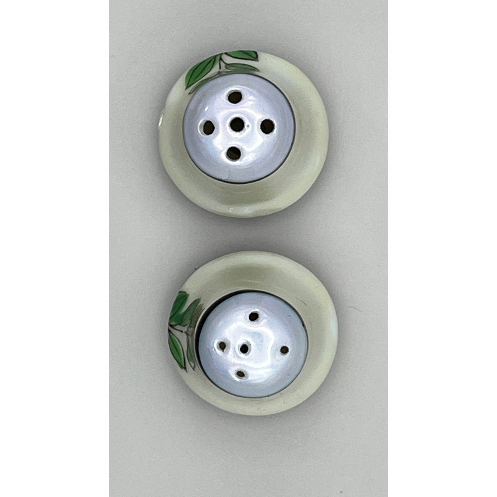 Vtg Hand Painted Tashiro Shoten Ceramic Salt & Pepper Shakers 1.5" Floral Rose