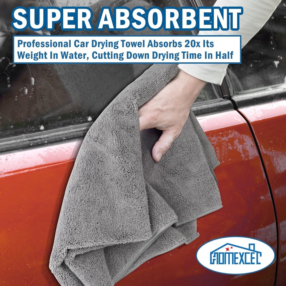 Professional Large Microfiber Car Drying Towels 2 Pack, Lint & Scratch Free