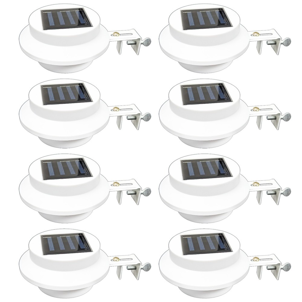 8 Pack Waterproof Solar Powered LED Outdoor Gutter Lights with Brackets