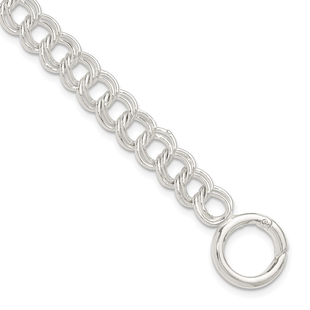 Sterling Silver Polished Double Link 8in Charm Bracelet