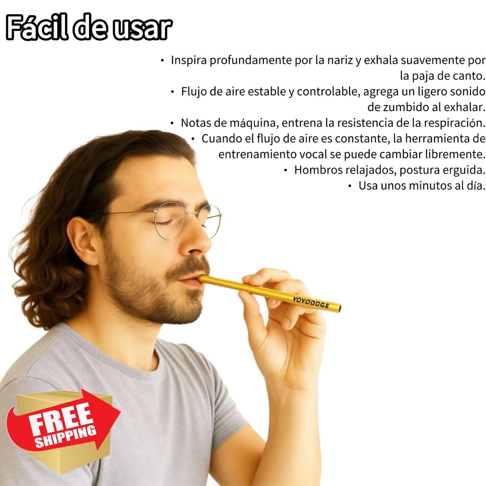 YOYODOGS Solid Brass Singing Straws Vocal Training Healing Aid