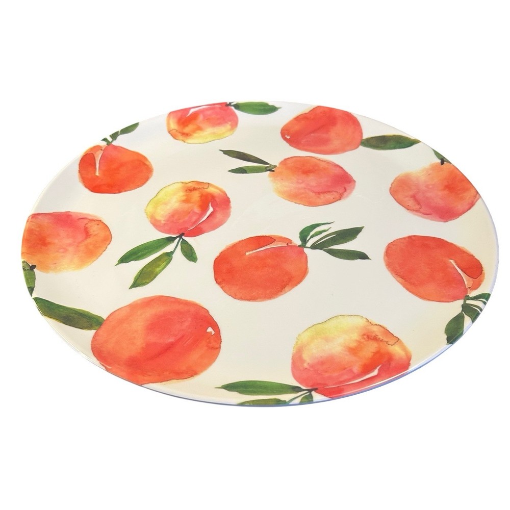 2 Melamine Platter 14” Watercolor Peach Lightweight Durable Stackable Tableware