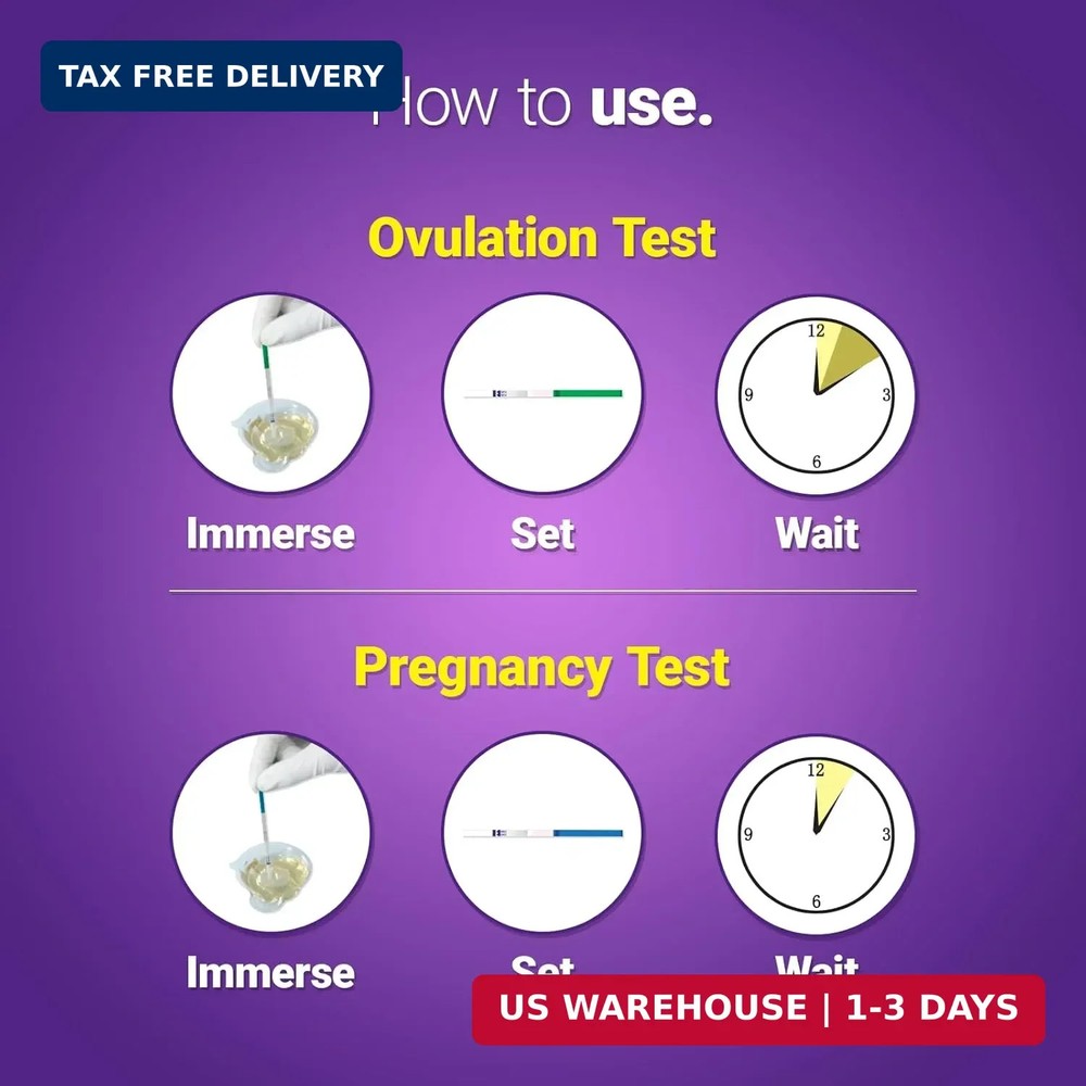 Ovulation & Pregnancy Test Kit Combo, 50 Ovulation Strips + 20 Pregnancy Tests,