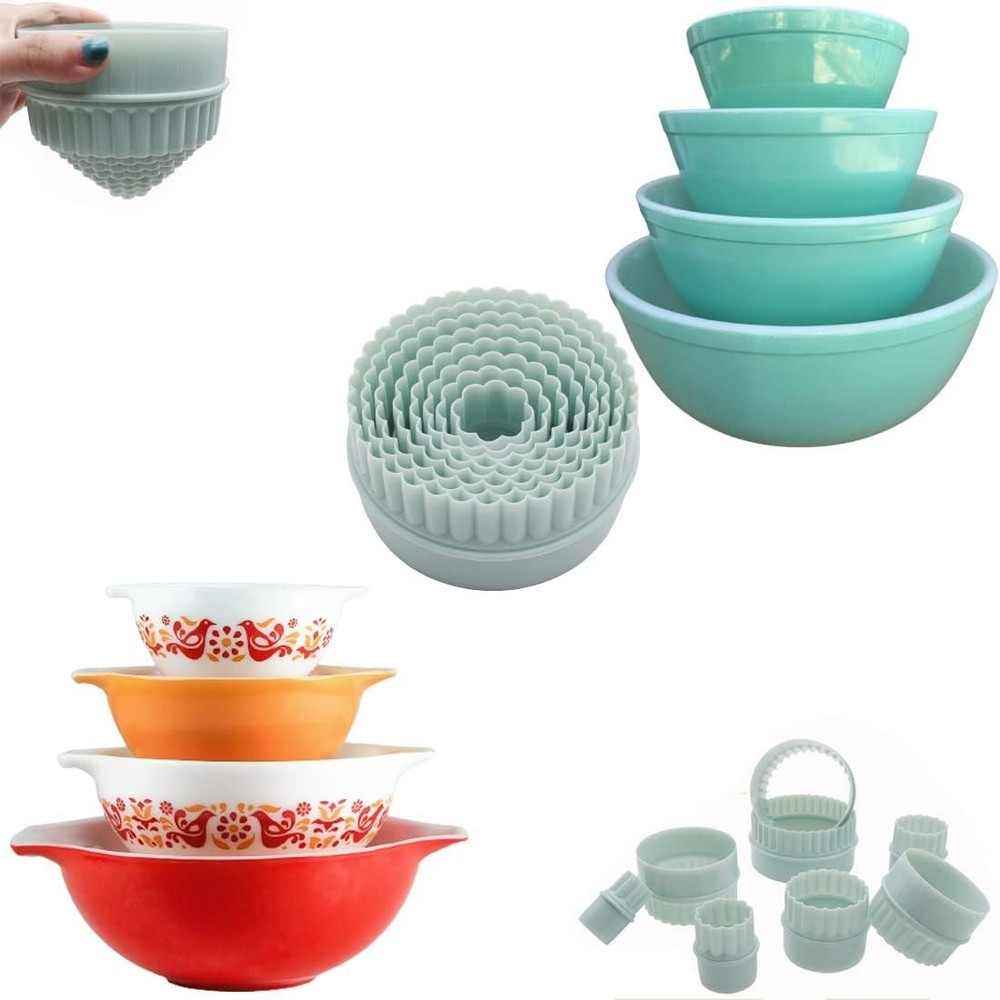 Space-Saving 8-Piece Acrylic Display Risers for Pyrex Bowls - Cottage Style