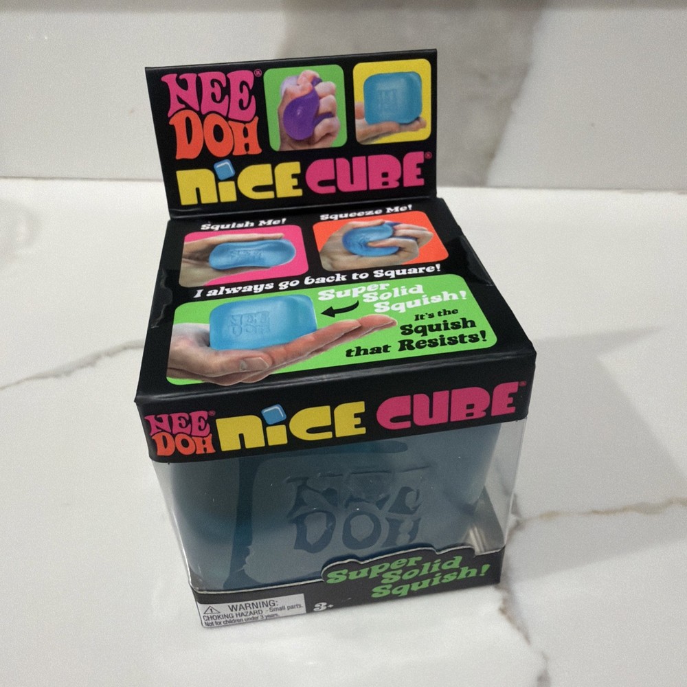 NeeDoh Nice Cube Blue - Super Solid Squish Blue NEE DOH