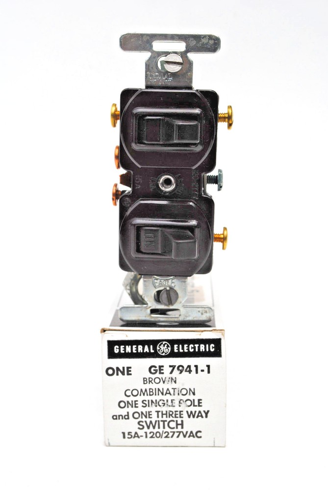 GE # 7941-1 Brown Combination Switch One Single Pole & One Three Way Switch 15A