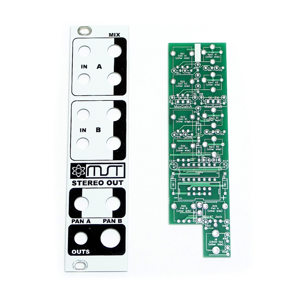 MST Stereo Output Mixer PCB and Panel by Synthrotek Module Modular Eurorack