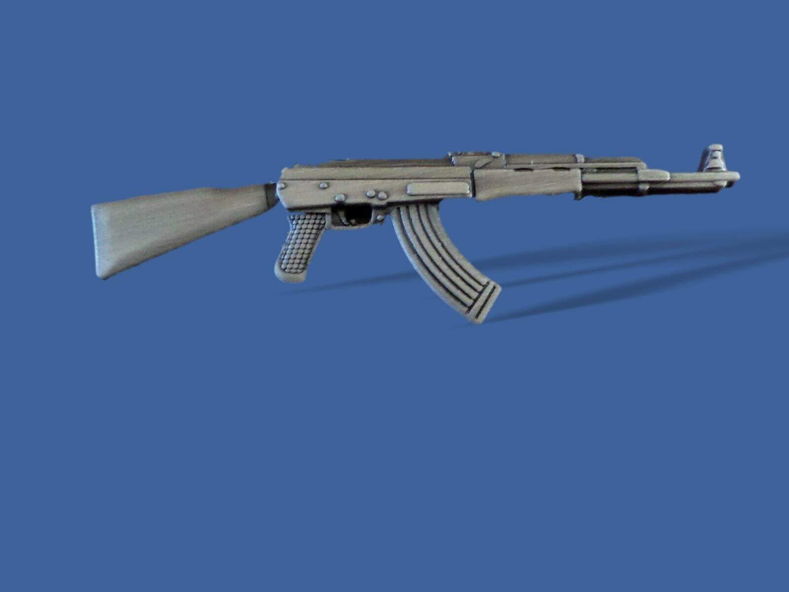 MILITARY AK-47 RIFLE HAT LAPEL PIN DOUBLE POST CLUTCH BACK GOOD QUALITY