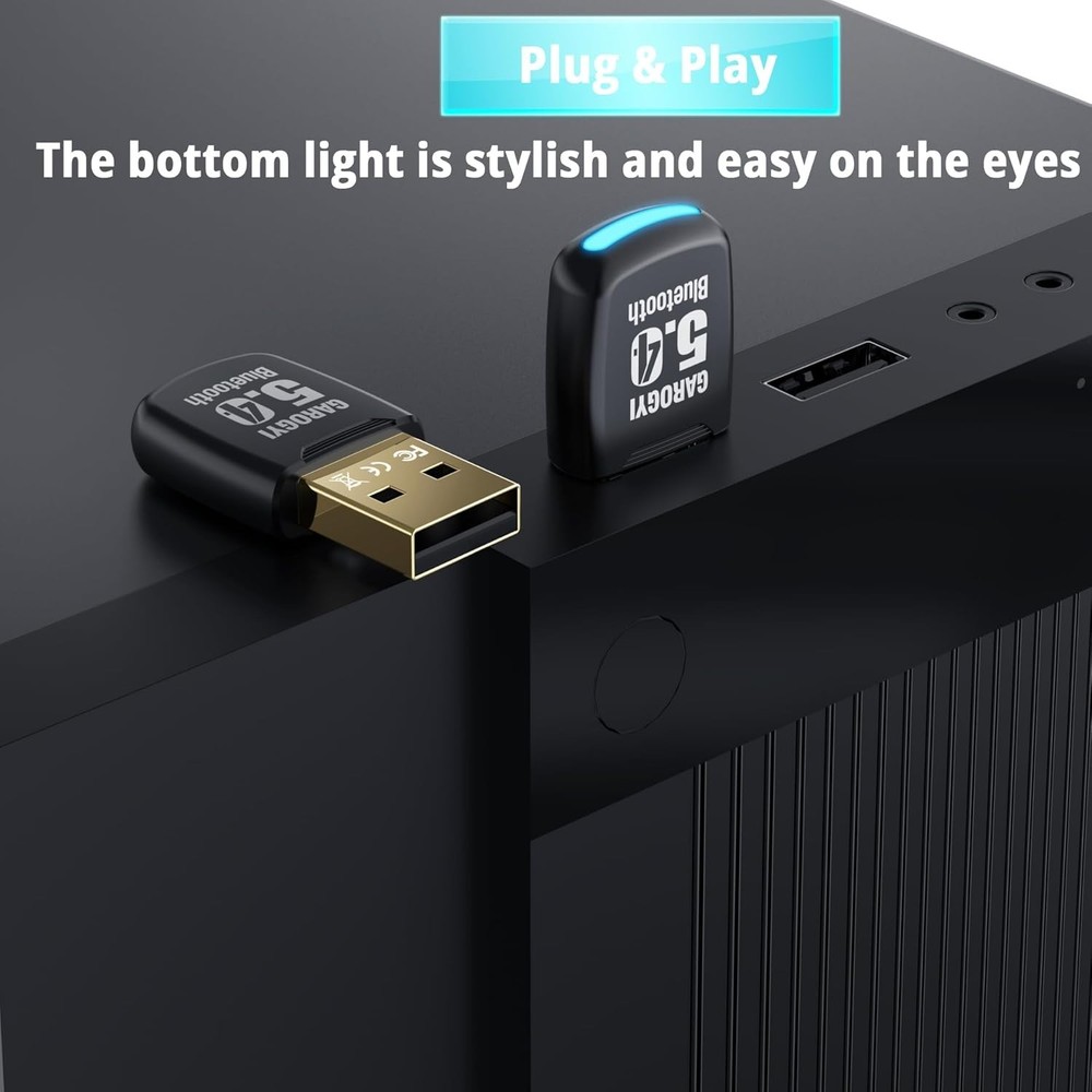 USB Bluetooth 5.4 Adapter for PC - Plug & Play on Windows 11/10 - Mini 5.4+ED...