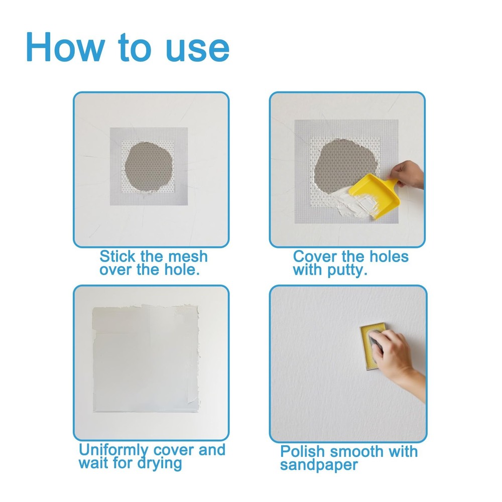 HSDNDUR Dry Wall Patch Kits, 10 PCS Self-Adhesive Drywall 2/4/6-10pcs, White