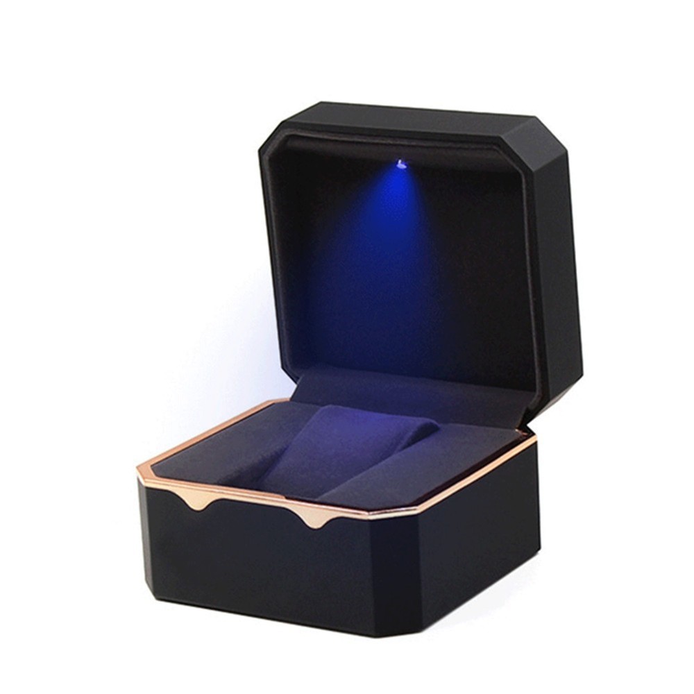 LED Light Watch Case Antidust Display Storage Holder Luxury Jewelry Box Black*