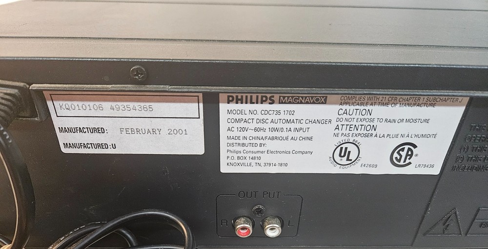 Philips Magnavox CDC735 5-Disc CD Player Changer Carousel NO Remote WORKING