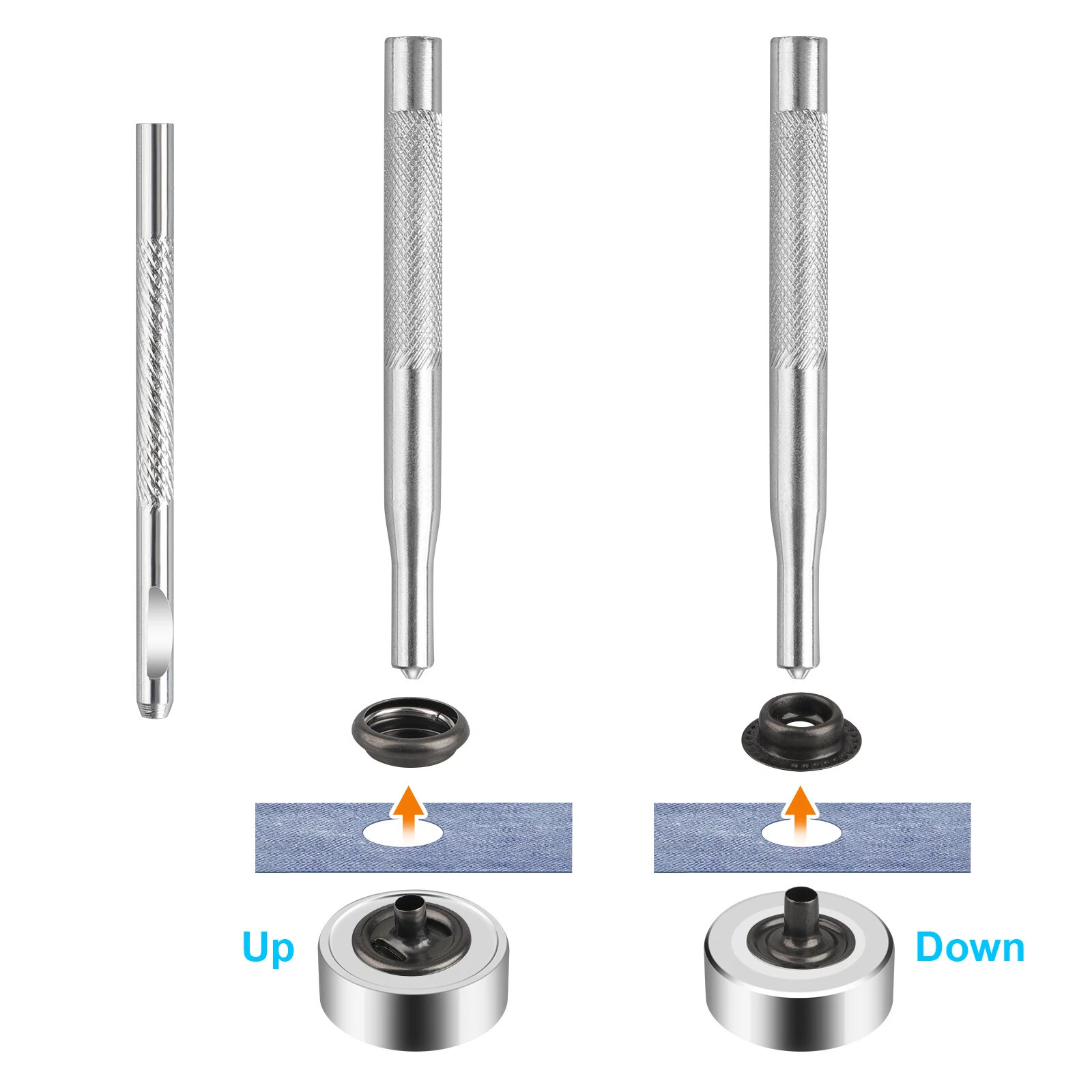 Heavy Duty Snap Fastener Button Kit 70 Set 15mm 5/8" Stainless Steel for Leather