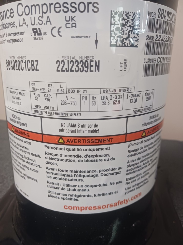 Alliance compressor (SBA020C1CBZ)