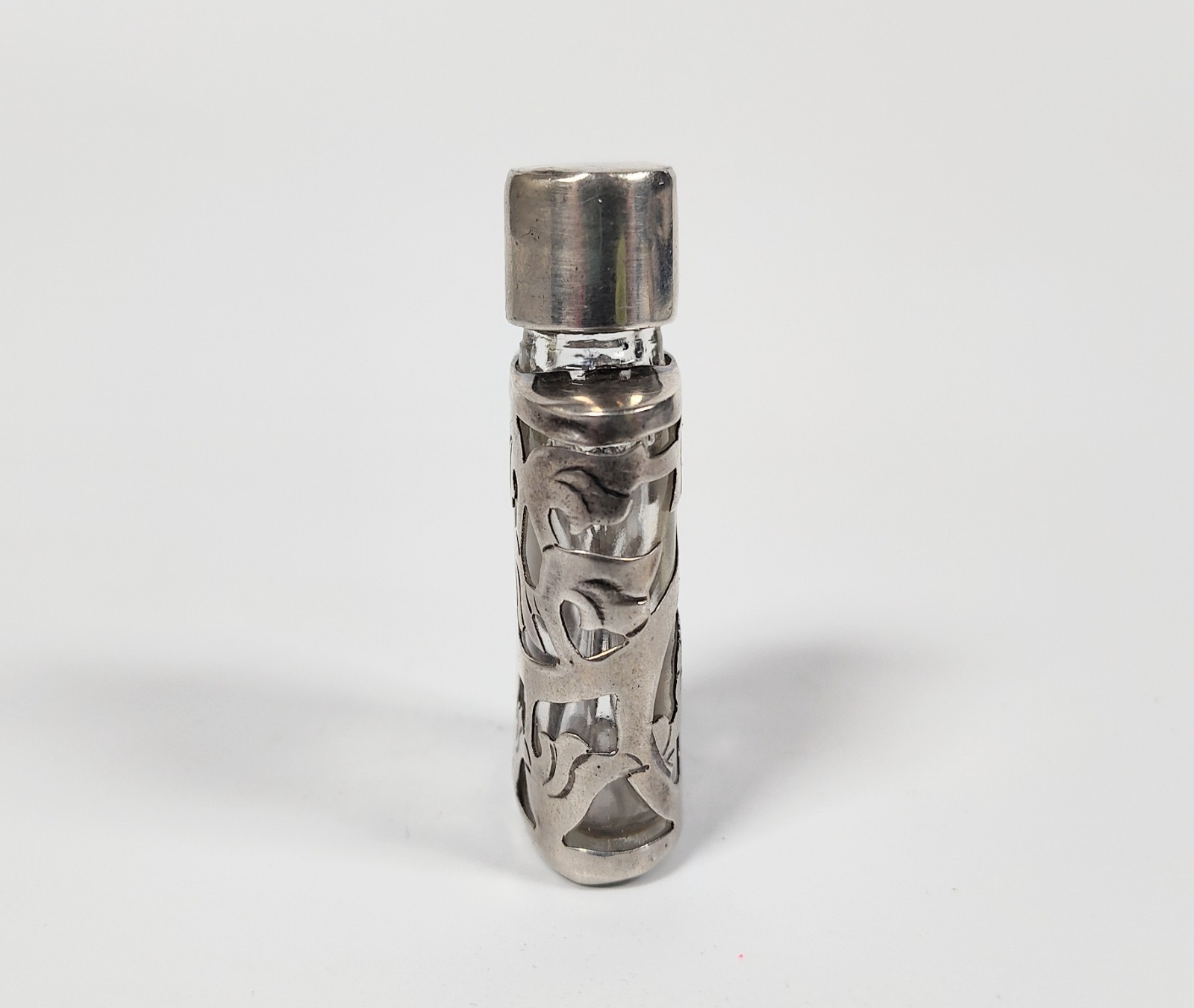 Vintage Taxco Mexico JJC Sterling Silver .925 Miniature Floral Perfume Bottle