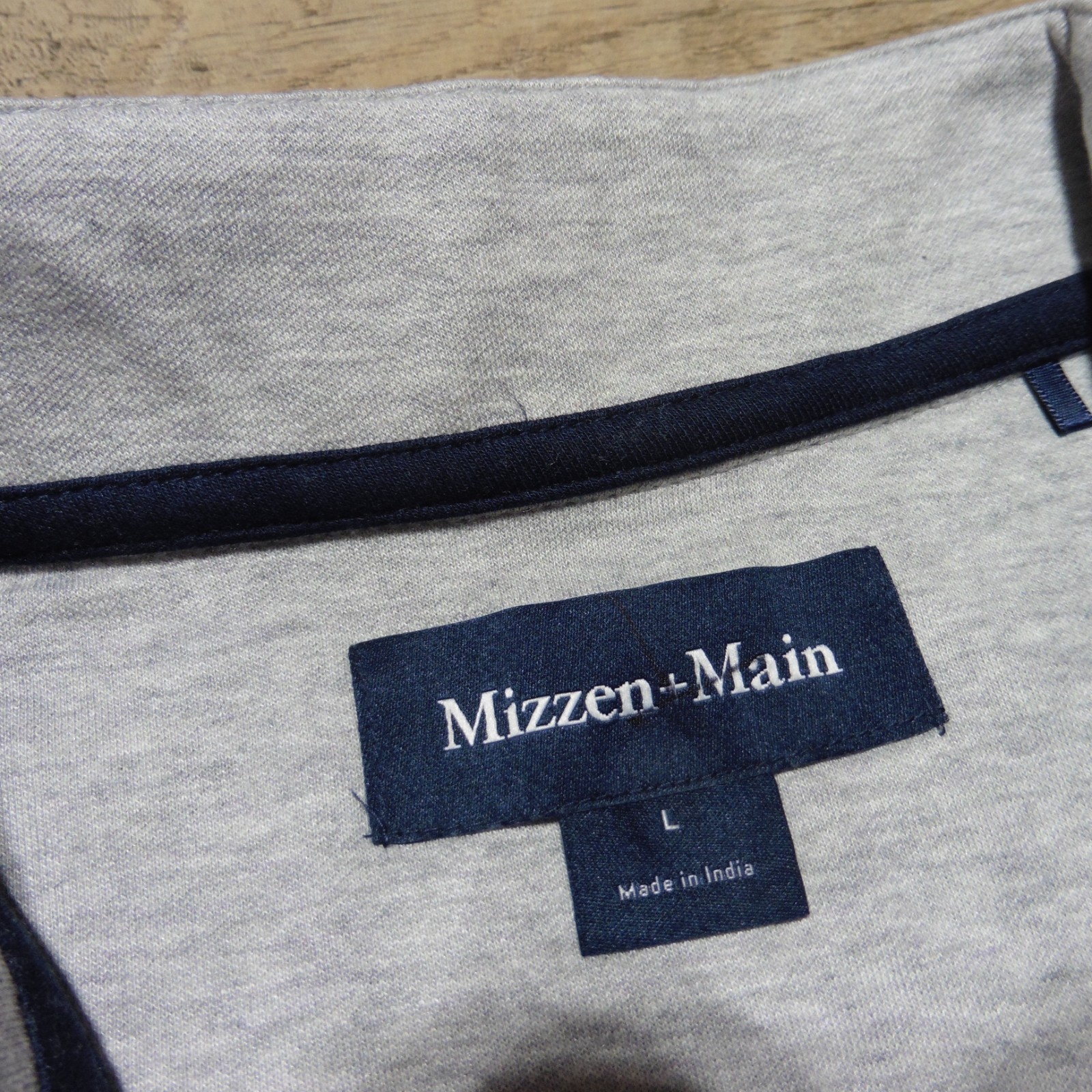 MIZZEN + MAIN Mens L LARGE PULLOVER KPI QUARTER ZIP GREY PERFORMANCE 1/4