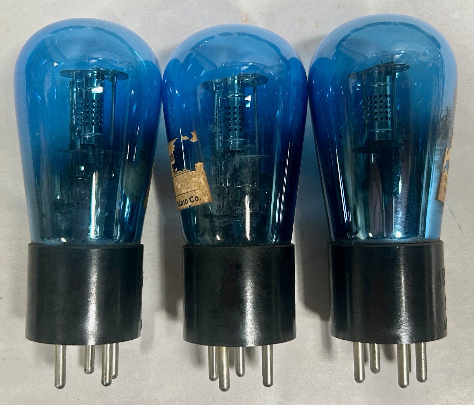 Lot Of "3" Vintage Arcturus Number 127 BLUE Electronic Vacuum Tube (A18)