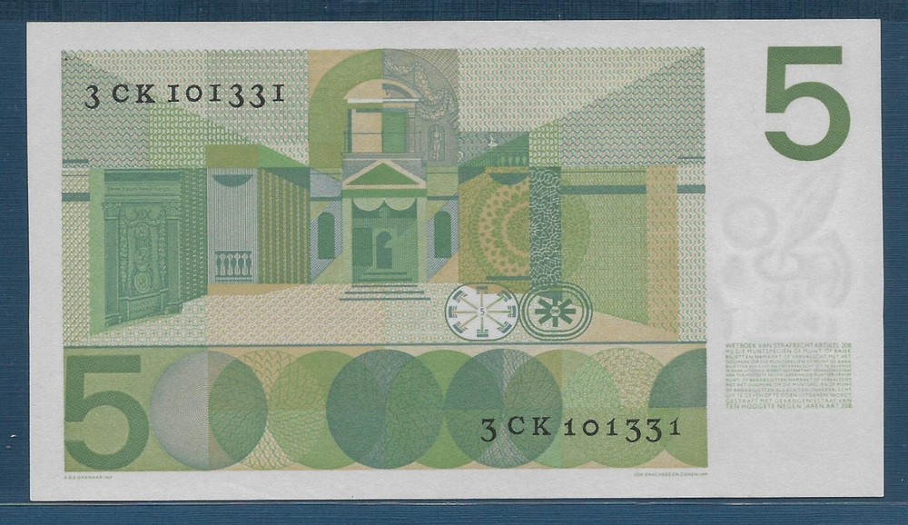 Netherlands 5 Gulden, 1966, P 90a, UNC