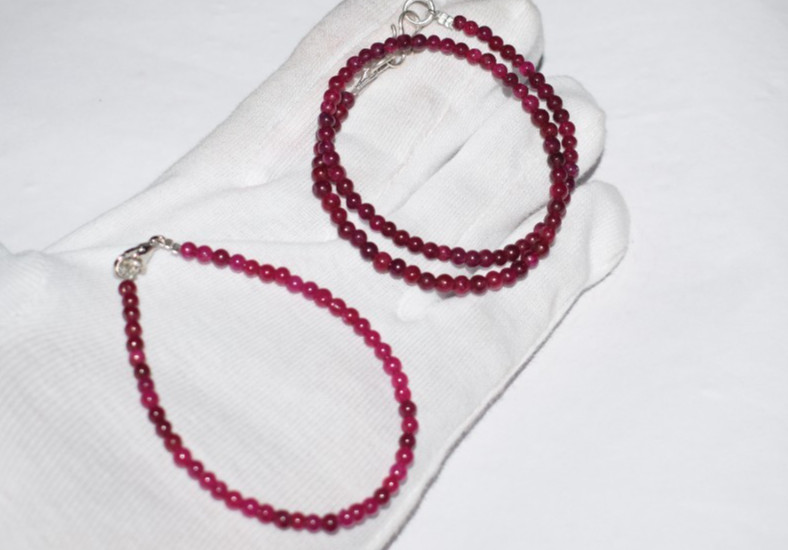 Lab Ruby Gem Set | 925 Sterling Silver | Bracelet 9” Necklace 20”