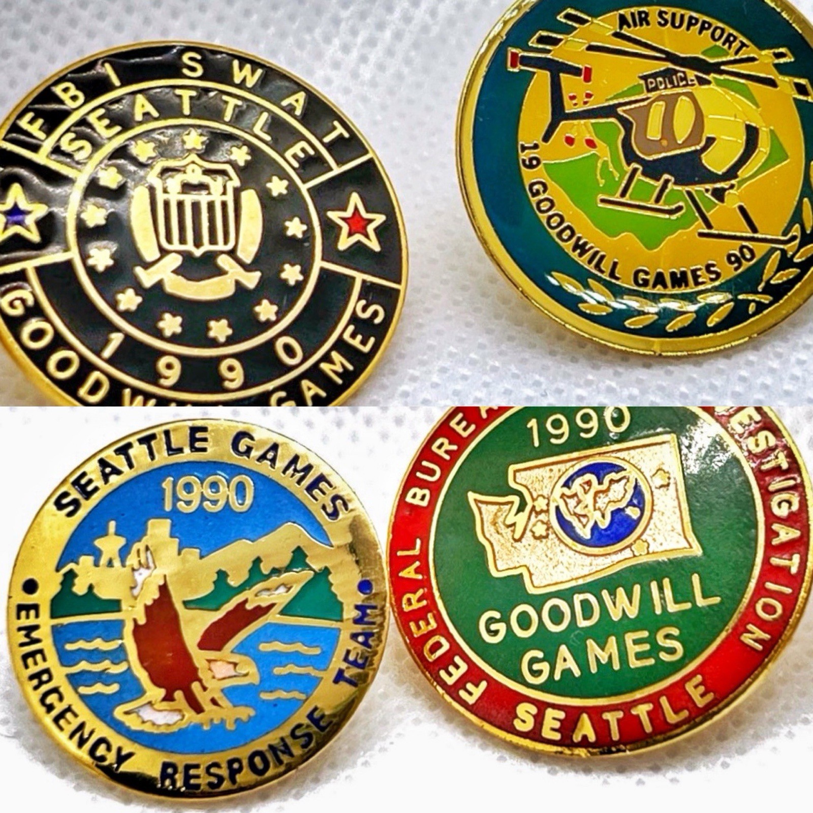 Rare 4 Pin FBI Set 1990 Goodwill Games FBI /SWAT, ERT and Air Support Bin B2