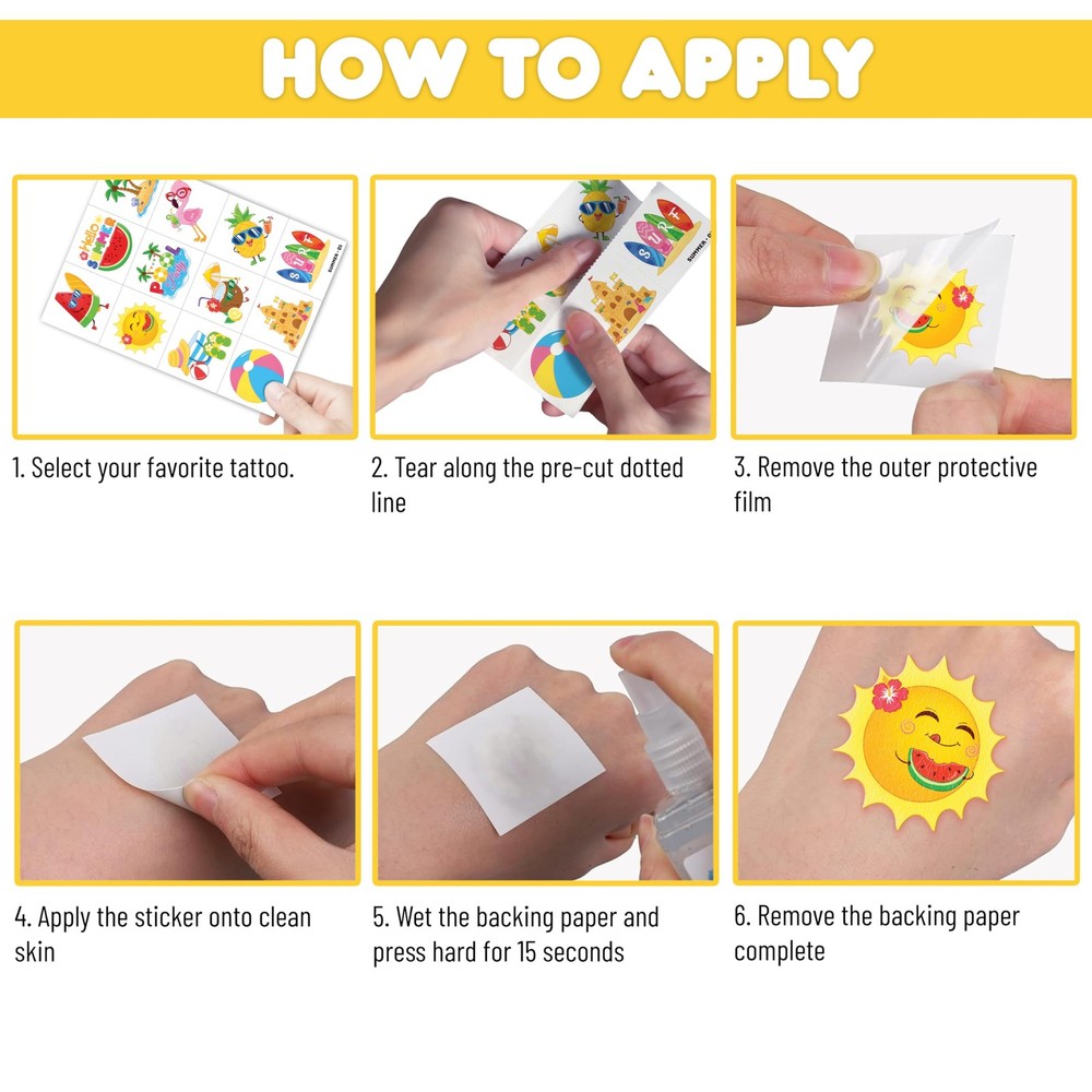 96 PCS Hello Summer Beach Pool Hawaiian Pre-Cut Temporary Medium, Multiple