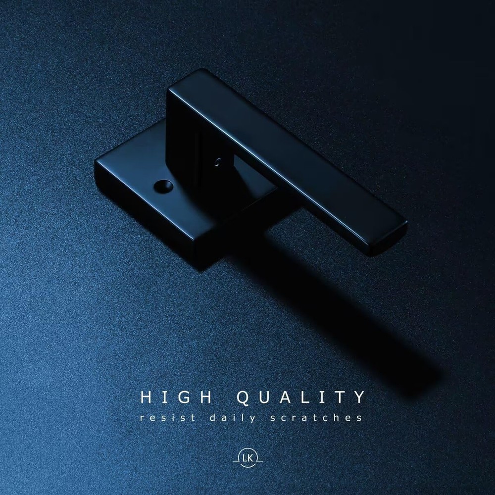 Linkaa Black Door Handles Interior （3 Pack，Push Button Lock，