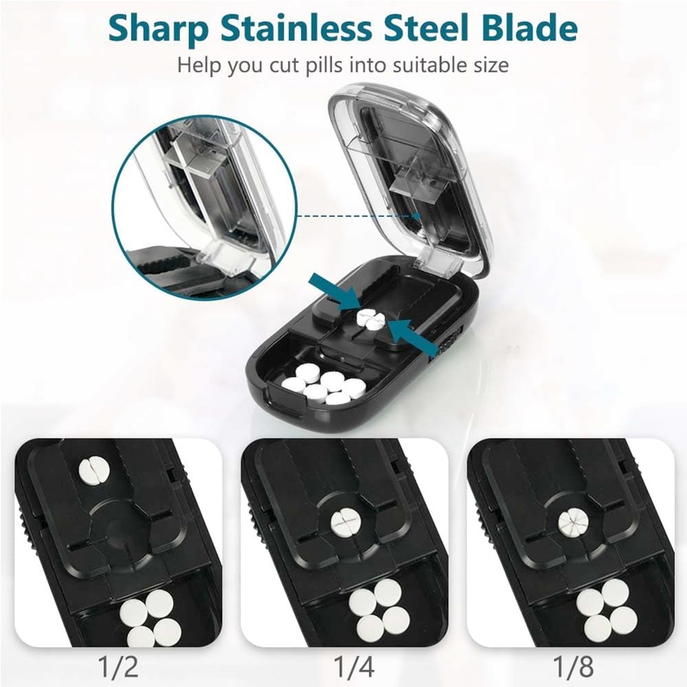 Pill Cutter Splitter for Small and Tiny Pills - 1/2 & 1/4 Adjustable Pill Split