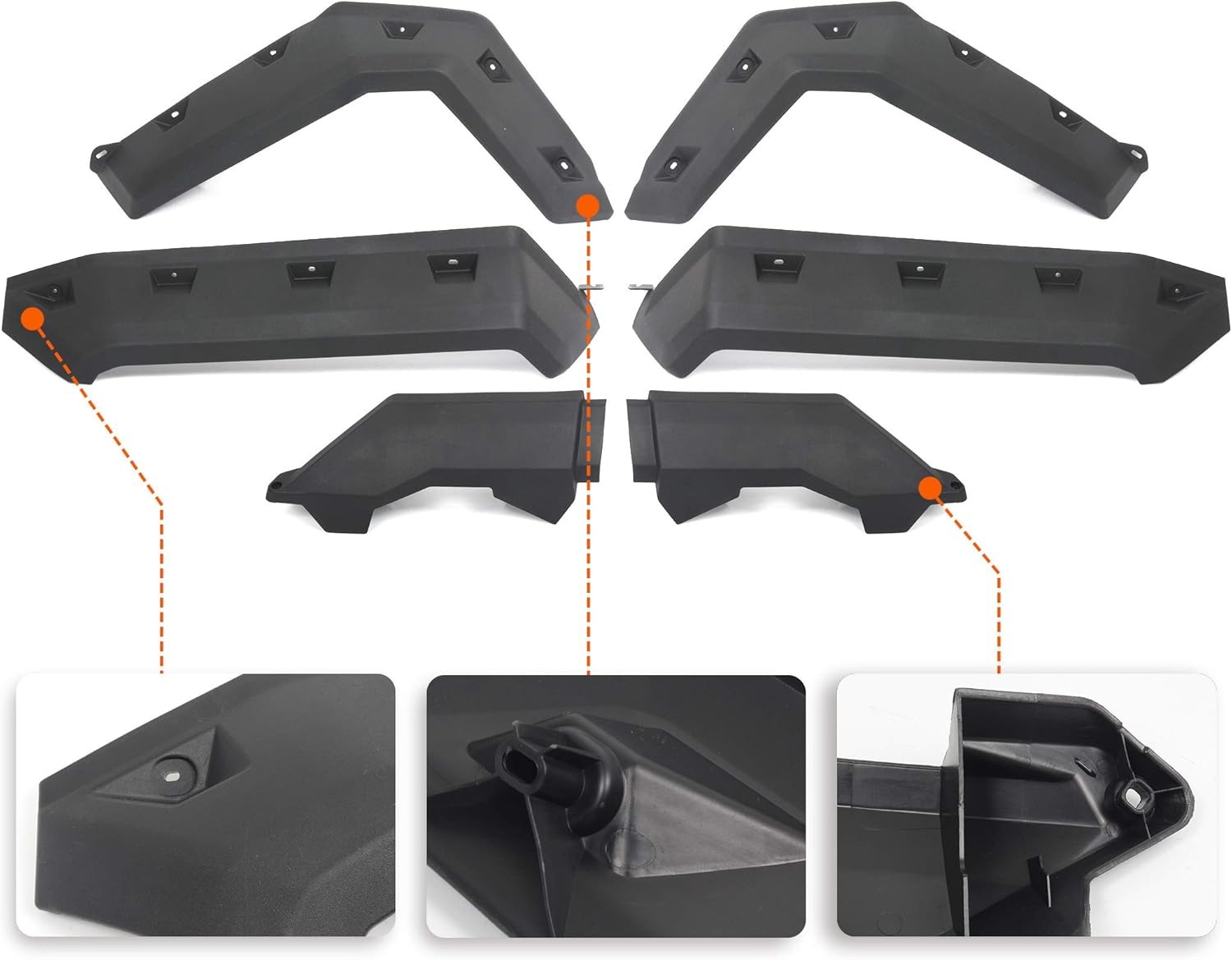 Extended Fender Flares Compatible with Can Am Defender, Mud Guards Front&Rear