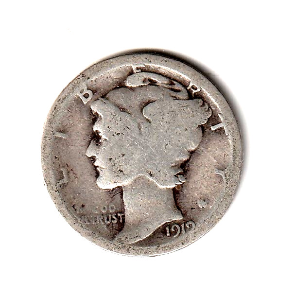 1919  mercury dime