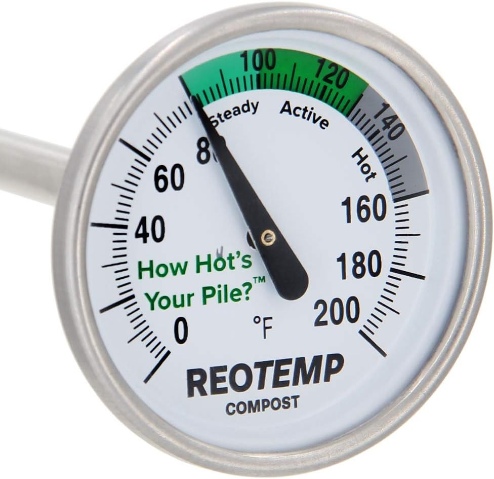 20 Inch Fahrenheit Backyard Compost Thermometer with Digital Composting Guide