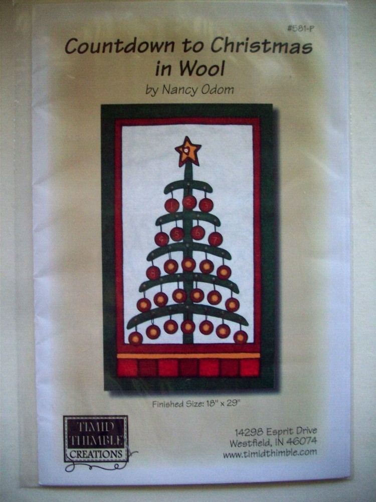 Countdown to Christmas in wool embroidery wall quilt pattern