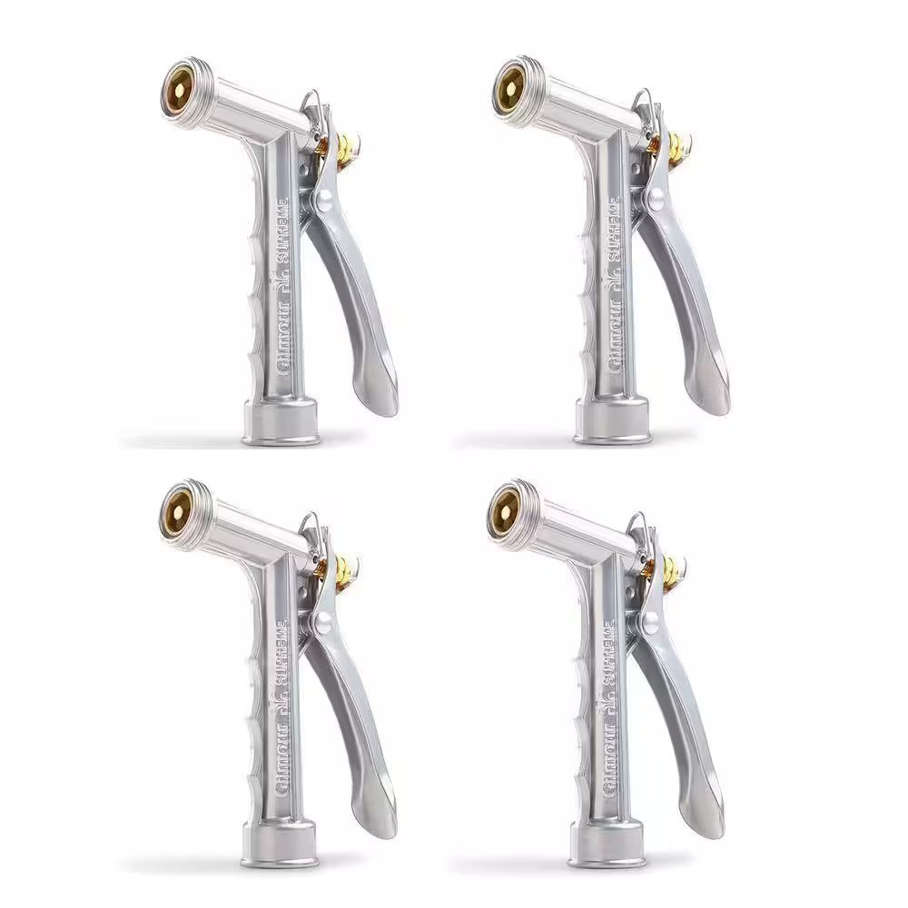 Solid Metal Hose Spray Nozzle 4-Pack, Threaded Front for Garden Watering