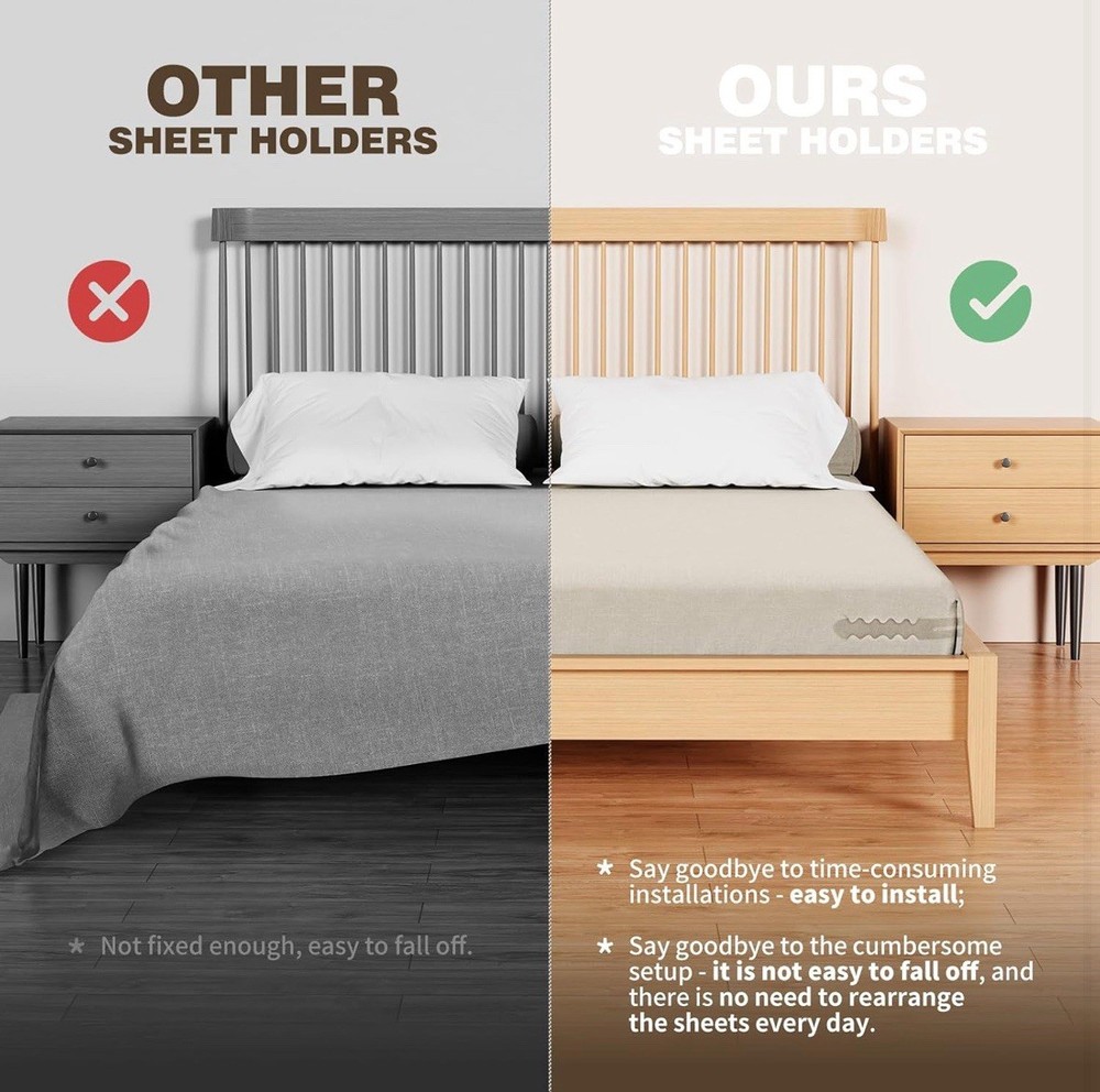 NIB Lock Bed Sheet Holders Keep Bedding Tight Secure 4 Pack White