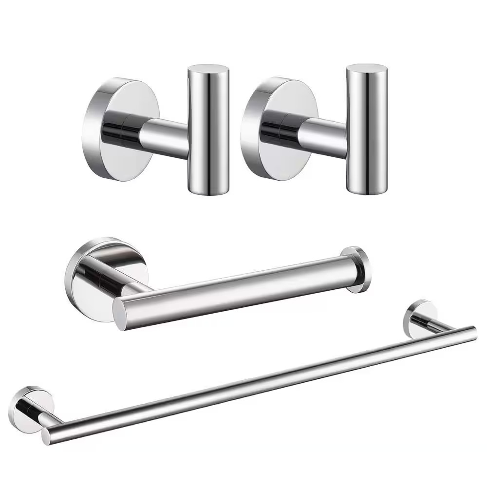 4 -Piece Bath Hardware Set with Mounting Hardware in Polished Chrome