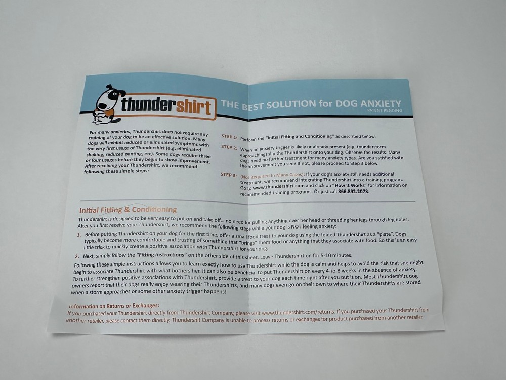 Thundershirt Solution for Dog Anxiety Small with Original Box and Instructions