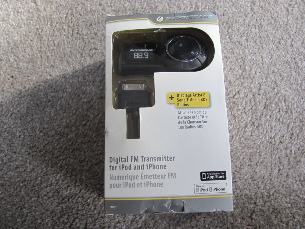 Brand New Scosche FMTD7 Digital FM Transmitter/Charger for iPod & iPhone