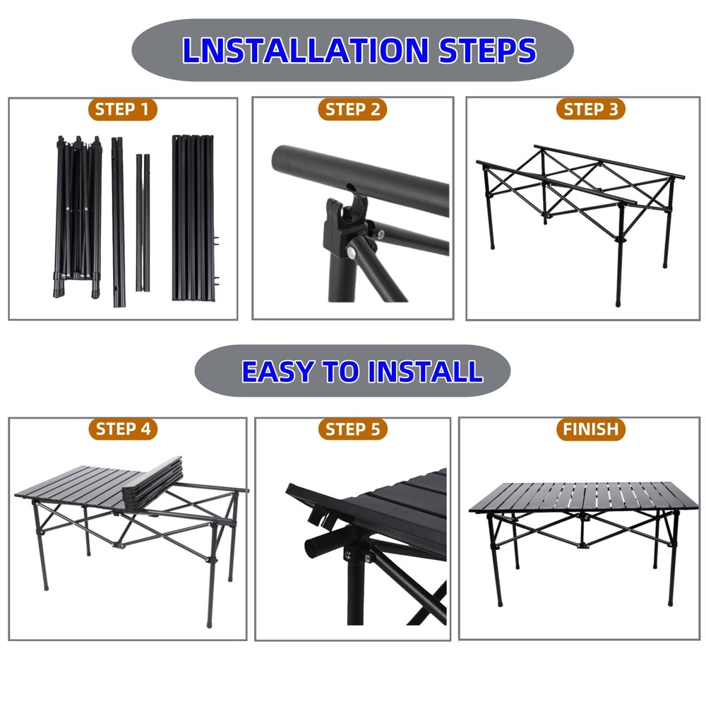 Folding Camping Table, Portable Beach Table,with Portable Bag，Suitable for In...