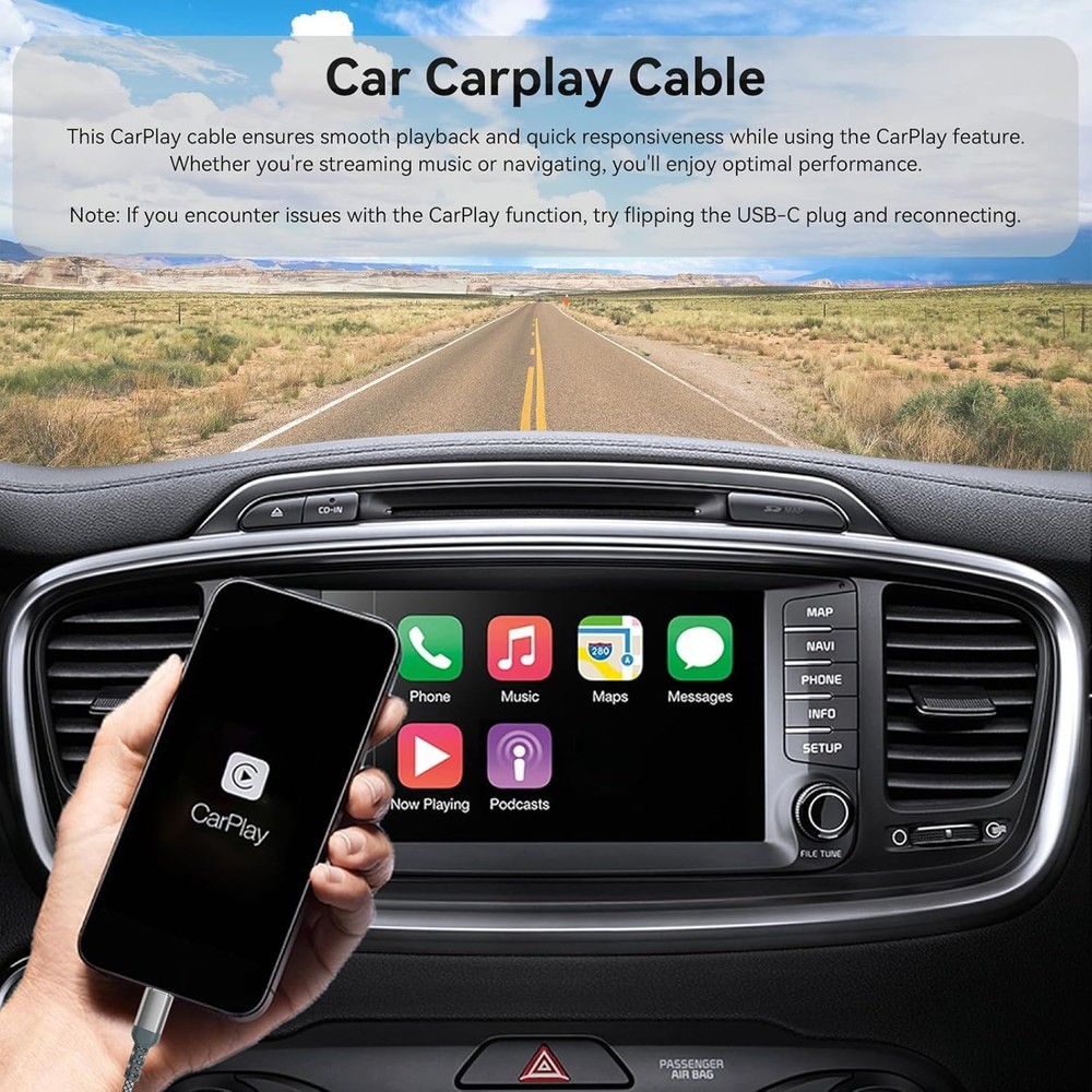 USB to C Cable, Car Carplay Fast Charging Type C Cable 4Ft, Gray