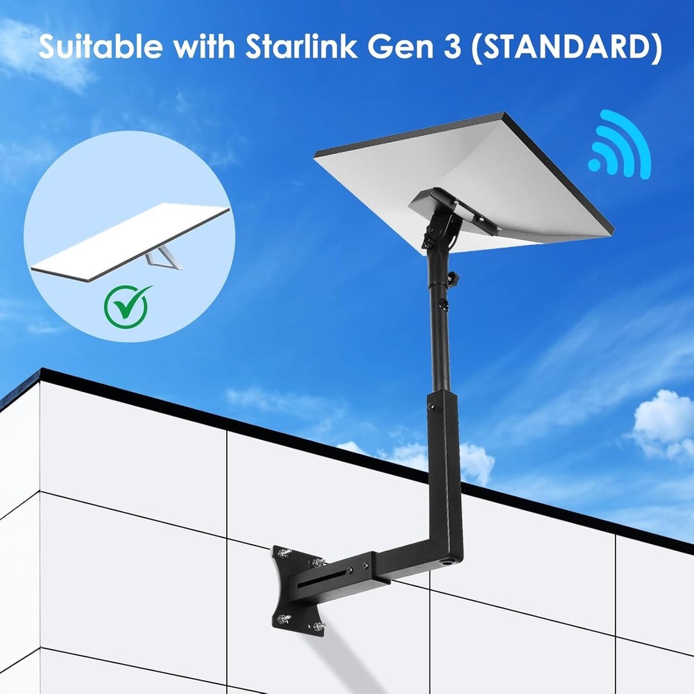 Starlink Mount, Adjustable Starlink Wall Mount Gen 3 with Telescoping Support Ar