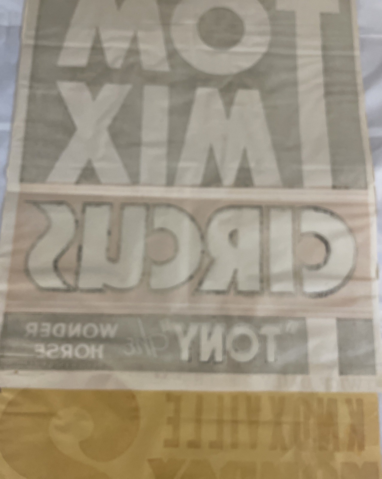 Vintage 35.5x21 Inch Tom Mix Circus Poster “Tony” The Wonder Horse Knoxville Ten