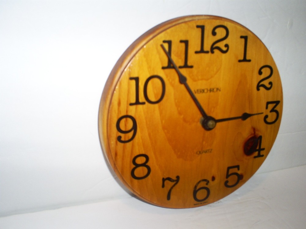 Vintage Verichron 7.5" Solid Wood Wall Clock