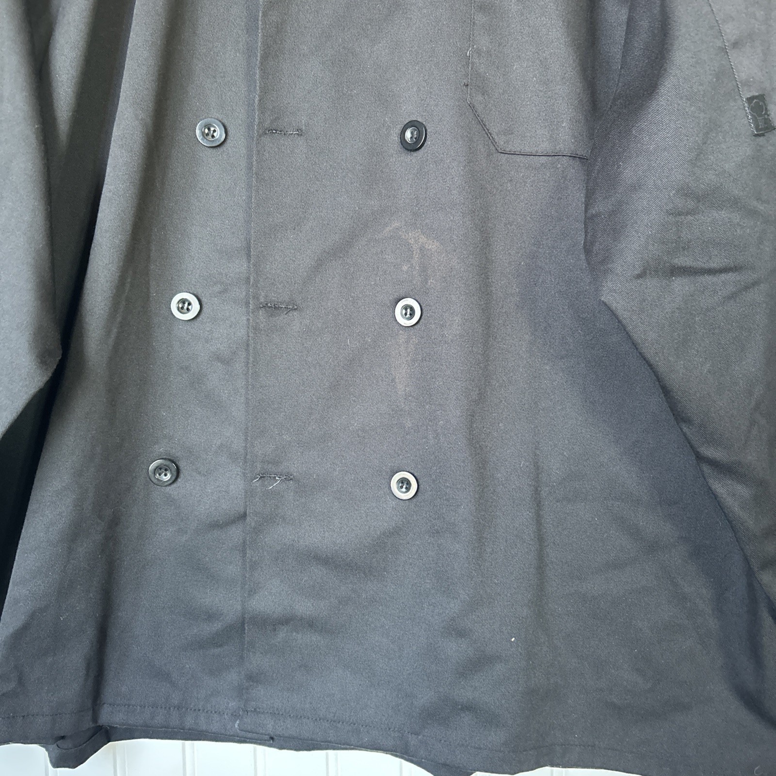 Happy Chef Men's Chef Coat Black Button-Down Long Sleeve L